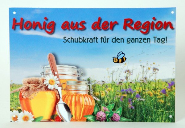 Außenwerbeschild "Honig aus der Region" 29,5 x 21 cm